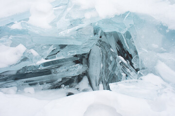 transparent ice floe closeup