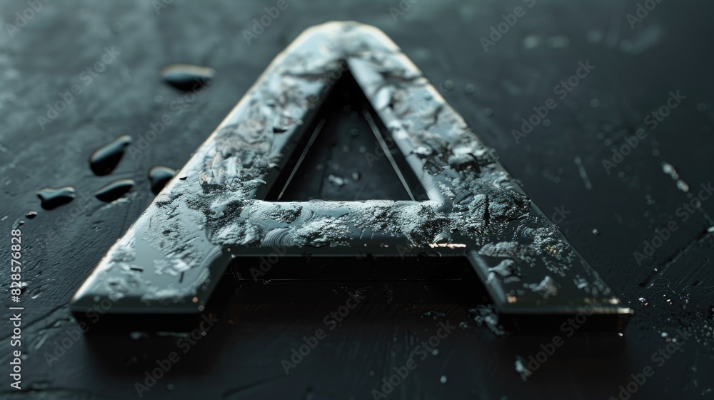 Poster close up of a metal letter on a table, suitable for business and communication concepts