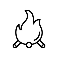 Bonfire line icon. Camping icon. Camping icon isolated on white background. Transparent background, minimalist symbol. Vector images