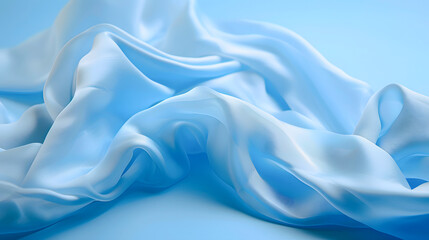 Obraz premium Blue silk fabric. A very lightweight viscose fabric with rich drapery and a smooth texture with a subtle matte sheen. background texture, pattern. smooth satin texture, very delicate