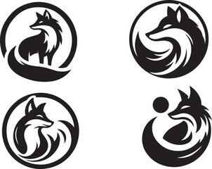 fox logo Silhouette on White Background 