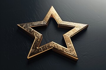 A shiny gold star on a sleek black background. Ideal for awards or achievements