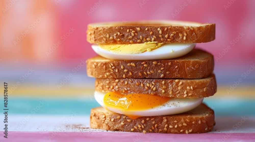 Aufkleber vibrant breakfast setup with toast and egg generative ai