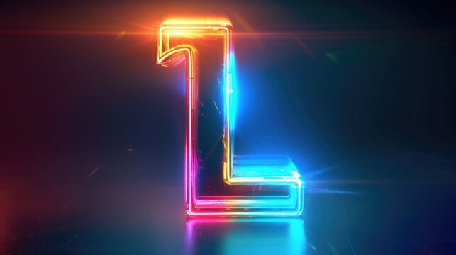 Bright neon letter L on a dark black background. Perfect for signage or graphic design projects
