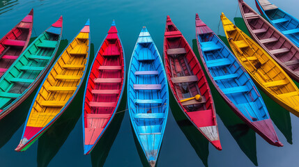 colorful small boat on the river - Powered by Adobe