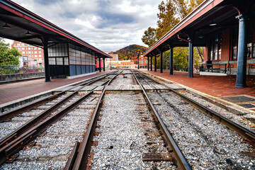 Fototapeta premium Railroad station in the historic town of Cumberland, Maryland.