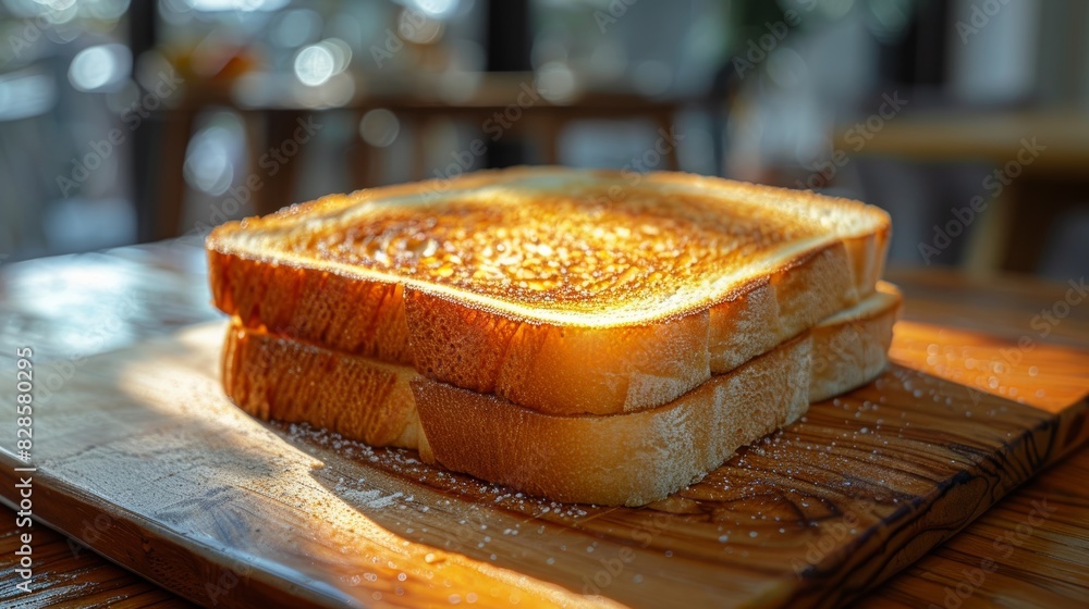Poster rustic breakfast setting with golden brown toast generative ai