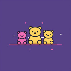 Naklejka premium Teddy_Bear_Picnic_Modern_Line_Icon_Vector_Li