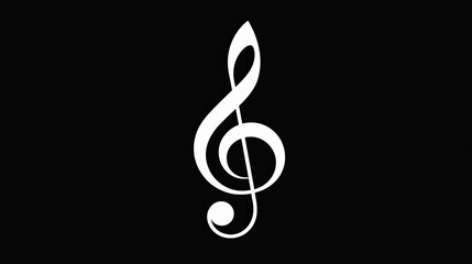 Fototapeta premium Minimalistic white musical note symbol on black background