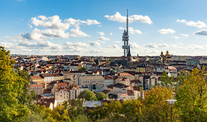 Aerial view of Zizkov district, Prague