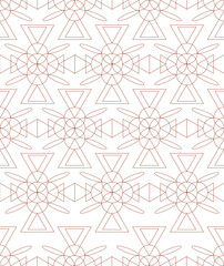 illustration in the form of a seamless pattern, in the form of a lattice, leaves, colored cakes, circles and triangles