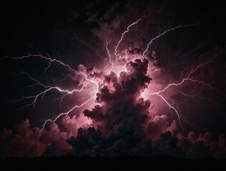 Magenta fantasy lightning on black background.