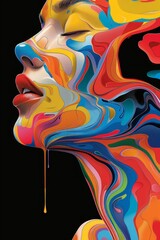 Obraz premium Womans Face Painted in Multicolors