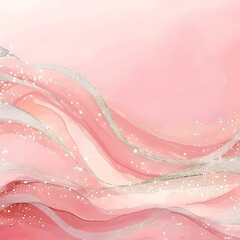 Abstract watercolor or alcohol ink art pink white background with golden 