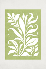 Fashionable illustration in vintage style. Pattern to print for wall decorations. Abstract botanical shapes. Generated by Ai	
