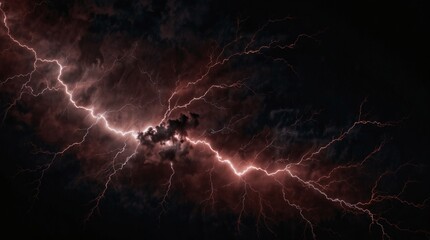 Maroon fantasy lightning on black background.