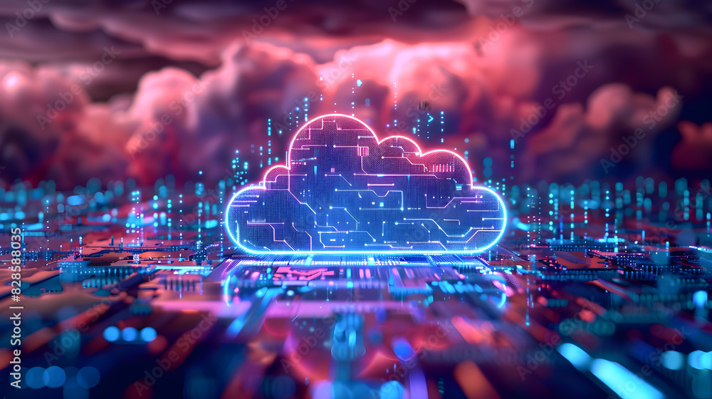 Aufkleber 3d cloud computing digital information data center technology background