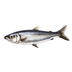A fresh sardine fish side view on an isolated background