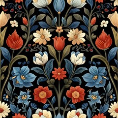 colorful pattern with tulips