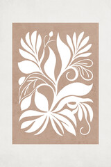 Fashionable illustration in vintage style. Pattern to print for wall decorations. Abstract botanical shapes. Generated by Ai	
