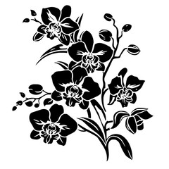 orchid silhouette, orchid svg, orchid png, orchid illustration, orchid, silhouette flower, floral svg, herb svg, flower illustration, flower, floral, vector, nature, illustration, spring, design, patt