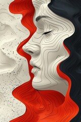 Womans Face With Red and White Wavy Hair