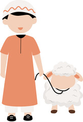 Cute Kid with sheep illustration
