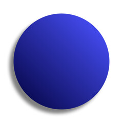 blue button on transparent background. Blue circle with shadow. Round circle badge for mock