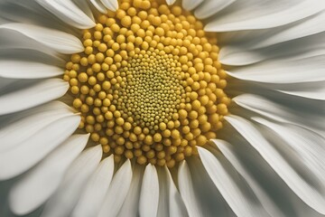Close-up of white daisy flower, detailed petals, yellow center, macro photography, floral texture, nature's intricate design, botanical beauty, delicate bloom