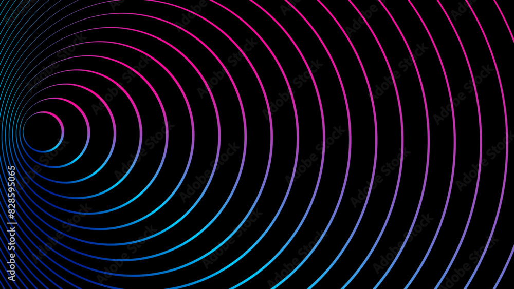 Aufkleber abstract circle line pattern spin blue pink light isolated on black background in the concept of mus