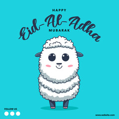 Eid Al Adha Mubarak Islamic Celebration Muslim Community event, Eid Greeting Card Cute Illustration