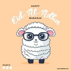 Eid Al Adha Mubarak Islamic Celebration Muslim Community event, Eid Greeting Card Cute Illustration