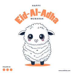 Eid Al Adha Mubarak Islamic Celebration Muslim Community event, Eid Greeting Card Cute Illustration