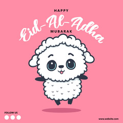 Naklejka premium Eid Al Adha Mubarak Islamic Celebration Muslim Community event, Eid Greeting Card Cute Illustration