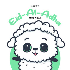 Eid Al Adha Mubarak Islamic Celebration Muslim Community event, Eid Greeting Card Cute Illustration