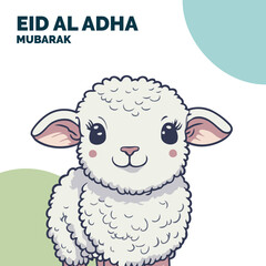 Eid Al Adha Mubarak Islamic Celebration Muslim Community event, Eid Greeting Card Cute Illustration