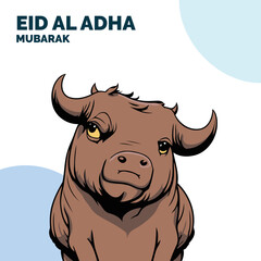 Eid Al Adha Mubarak Islamic Celebration Muslim Community event, Eid Greeting Card Cute Illustration