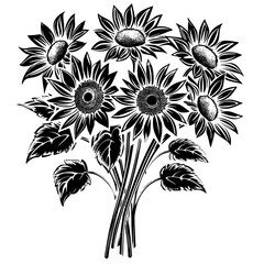 sunflower silhouette, sunflower svg, sunflower png, sunflower illustration, sunflower , silhouette flower, floral svg, herb svg, flower illustration, flower, floral, vector, nature, illustration, spri