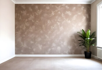 An empty loft terrace balcony on penthouse NY,Madrid,London with plants windows carpet Augmented reality mockup pattern frame