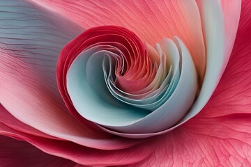 Close-up of colorful flower petals, spiral pattern, intricate details, vibrant hues, macro photography, nature's beauty, abstract floral design, delicate textures