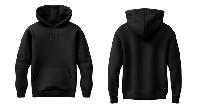 Black hoodie mockup front and back on an isolated background