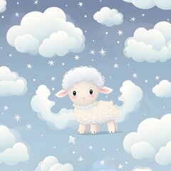pattern with sheep and clouds