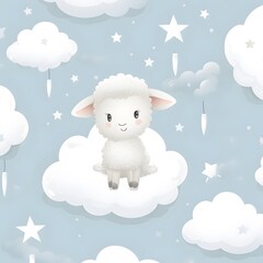 pattern with sheep and clouds