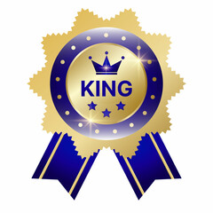 icon button gold label illustration king golden best badge,  blue crown status