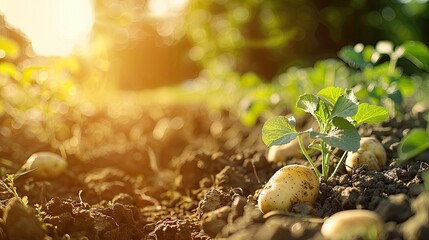 close-up of potato harvest. Selective focus