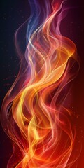 Fototapeta premium Colorful abstract fire flames vertical wavy background
