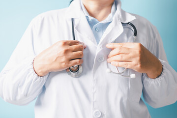 Professional doctor, equipped with a stethoscope, provided exceptional health care at the clinic,...