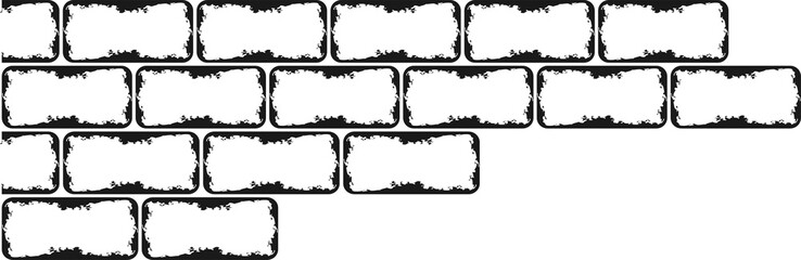 Piece of old shabby brick wall Abstract black horizontal illustration