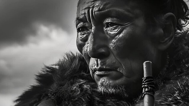 black and white close up portrait of an old man in old fashioned clothes