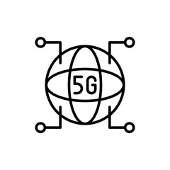 5G network outline icons, minimalist vector illustration ,simple transparent graphic element .Isolated on white background